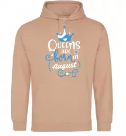 Женская толстовка (худи) Queens are born in August Песочный фото