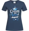 Жіноча футболка Queens are born in August Темно-синій фото
