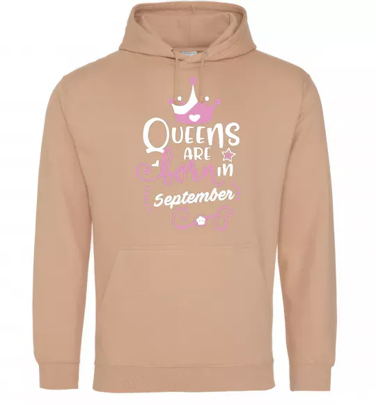 Женская толстовка (худи) Queens are born in September Песочный фото