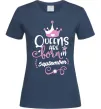 Жіноча футболка Queens are born in September Темно-синій фото