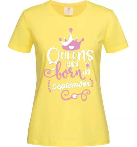 Жіноча футболка Queens are born in September Лимонний фото