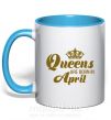 Чашка з кольоровою ручкою April Queen Блакитний фото