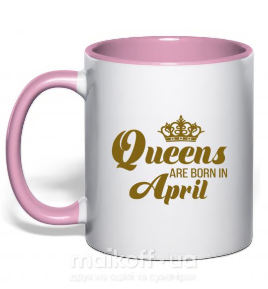 Чашка з кольоровою ручкою April Queen Ніжно рожевий фото