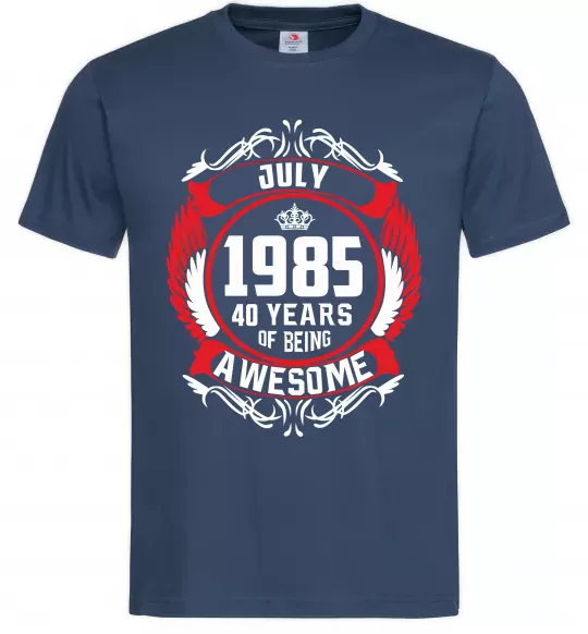 Чоловіча футболка July 1985 40 years of being Awesome Темно-синій фото