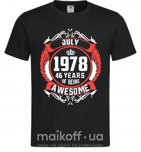 Чоловіча футболка July 1978 40 years of being Awesome Чорний фото