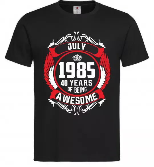 Чоловіча футболка July 1985 40 years of being Awesome Чорний фото