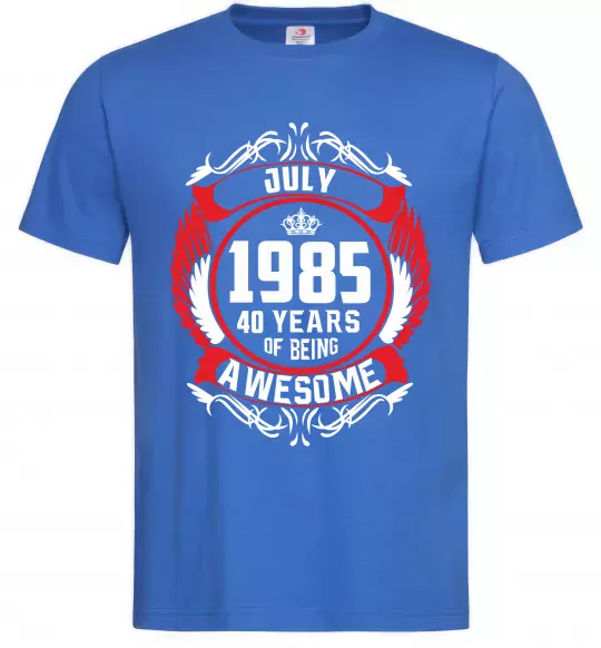 Чоловіча футболка July 1985 40 years of being Awesome Яскраво-синій фото