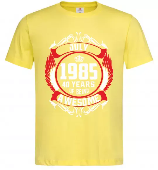 Чоловіча футболка July 1985 40 years of being Awesome Лимонний фото