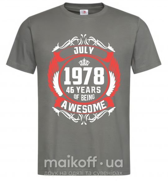 Мужская футболка July 1978 40 years of being Awesome Графит фото