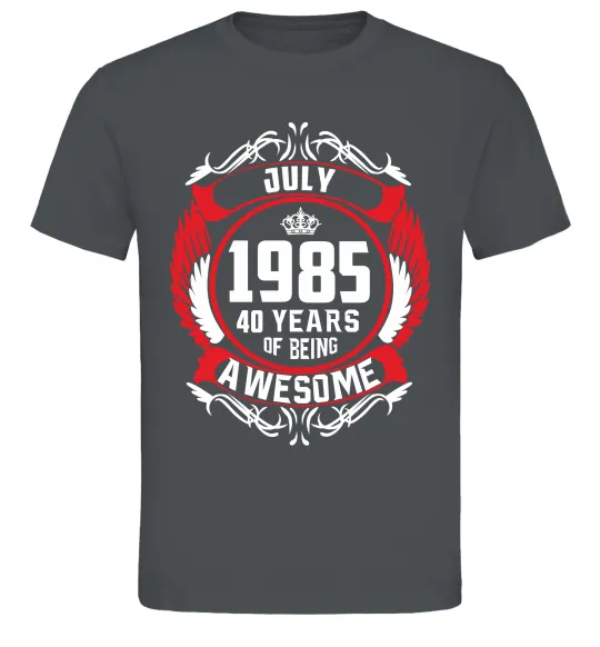 Чоловіча футболка July 1985 40 years of being Awesome Графіт фото