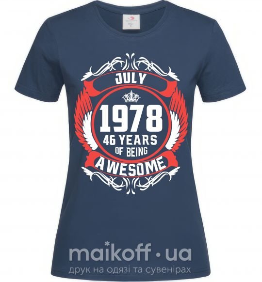 Жіноча футболка July 1978 40 years of being Awesome Темно-синій фото
