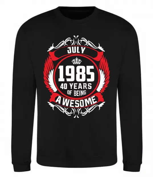 Світшот July 1985 40 years of being Awesome Чорний фото