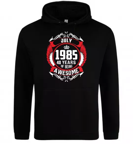 Жіноча толстовка (худі) July 1985 40 years of being Awesome Чорний фото