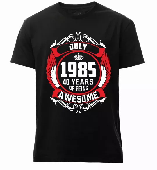 Мужская премиум футболка July 1985 40 years of being Awesome Черный фото