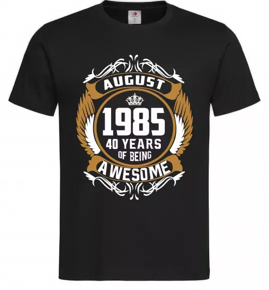 Мужская футболка August 1985 40 years of being Awesome Черный фото