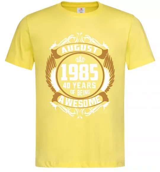 Мужская футболка August 1985 40 years of being Awesome Лимонный фото