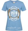 Жіноча футболка August 1978 40 years of being Awesome Блакитний фото