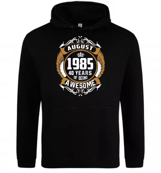 Женская толстовка (худи) August 1985 40 years of being Awesome Черный фото