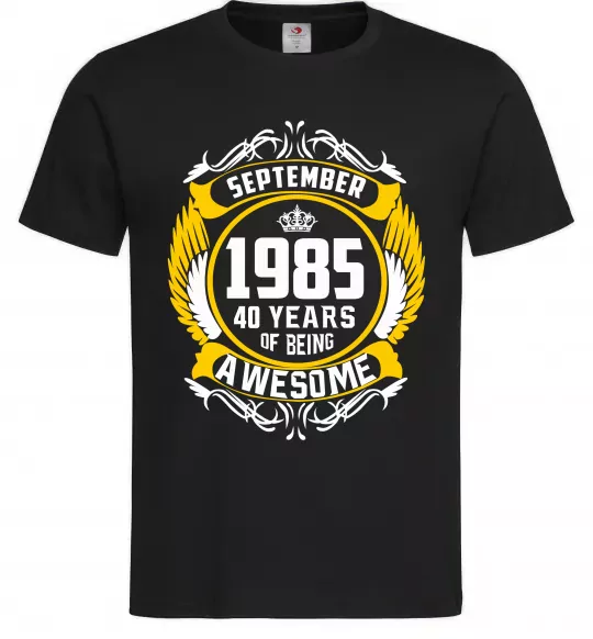 Мужская футболка September 1985 40 years of being Awesome Черный фото