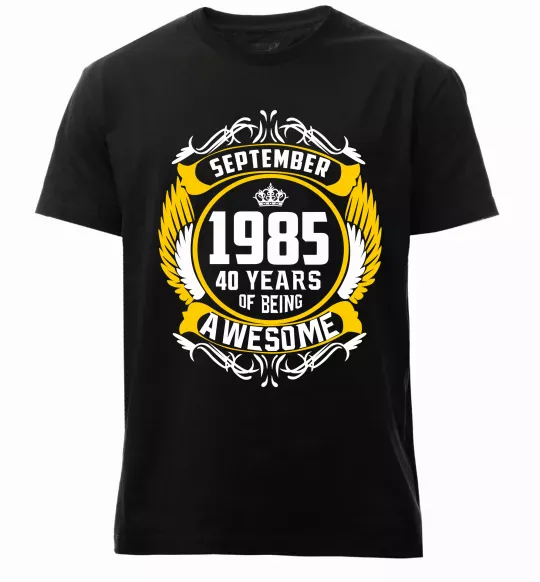Мужская премиум футболка September 1985 40 years of being Awesome Черный фото