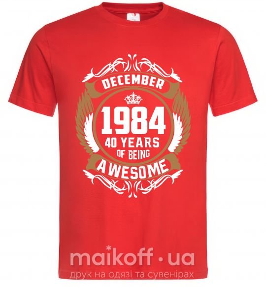 Чоловіча футболка December 1984 40 years of being Awesome Червоний фото