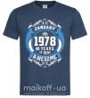 Чоловіча футболка January 1978 40 years of being Awesome Темно-синій фото