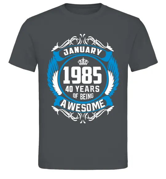 Мужская футболка January 1985 40 years of being Awesome Графит фото