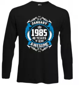 Лонгслив January 1985 40 years of being Awesome Черный фото
