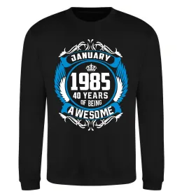 Світшот January 1985 40 years of being Awesome Чорний фото