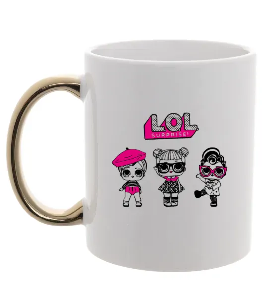 Чашка з кольоровою ручкою Lol surprise три ляльки Золото фото