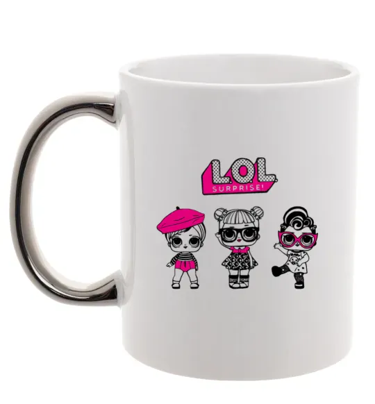 Чашка з кольоровою ручкою Lol surprise три ляльки Срібло фото