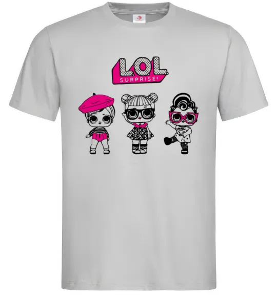 Чоловіча футболка Lol surprise три ляльки Сірий фото