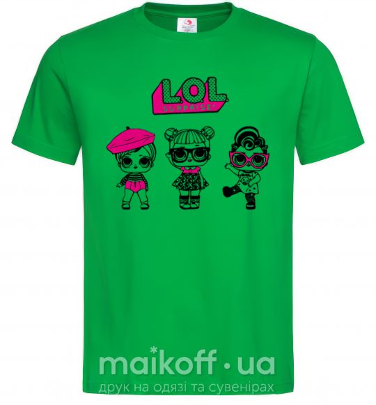 Чоловіча футболка Lol surprise три куклы Зелений фото