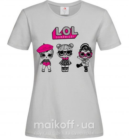 Женская футболка Lol surprise три куклы Серый фото