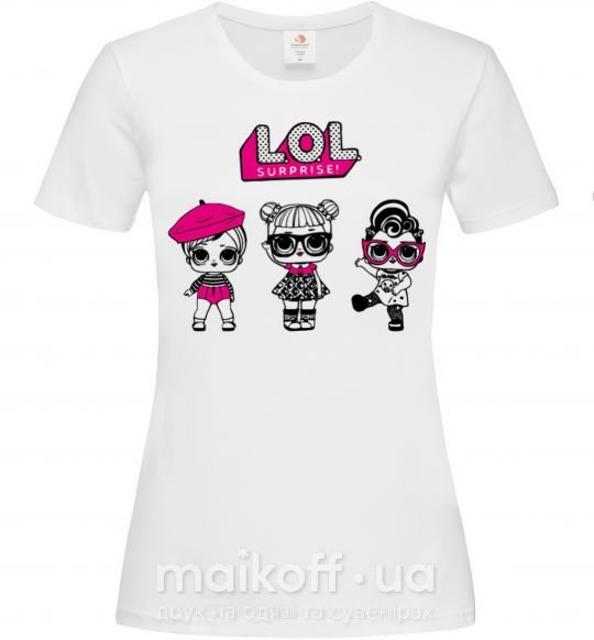 Женская футболка Lol surprise три куклы Белый фото