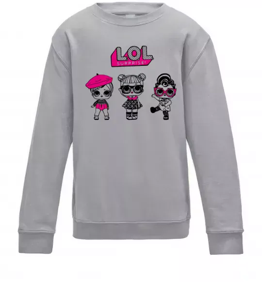 Дитячий світшот Lol surprise три ляльки Сірий меланж фото