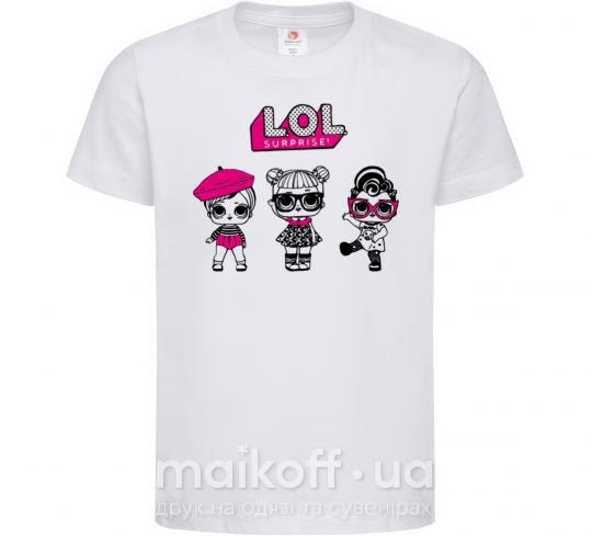 Дитяча футболка Lol surprise три куклы Білий фото