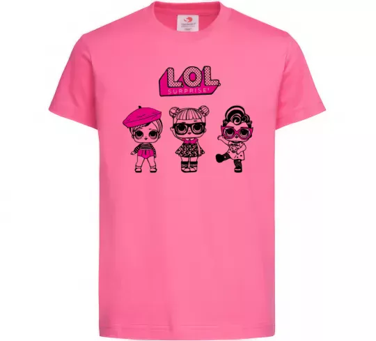 Детская футболка Lol surprise три ляльки Ярко-розовый фото