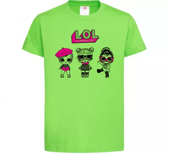 Детская футболка Lol surprise три ляльки Лаймовый фото
