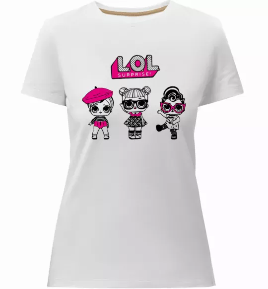 Жіноча преміум футболка Lol surprise три ляльки Білий фото