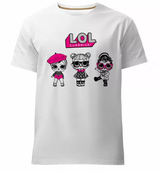Мужская премиум футболка Lol surprise три ляльки Белый фото