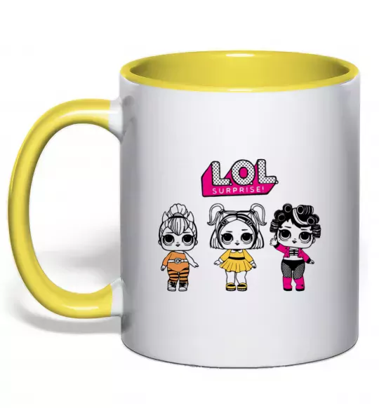 Чашка з кольоровою ручкою Lol в бігудях Сонячно жовтий фото