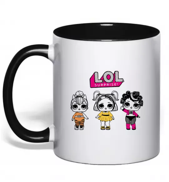 Чашка з кольоровою ручкою Lol в бігудях Чорний фото