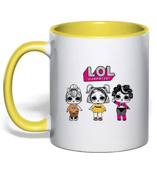Чашка з кольоровою ручкою Lol в бігудях Лимонний фото