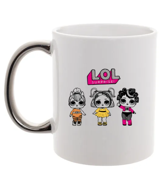 Чашка з кольоровою ручкою Lol в бігудях Срібло фото