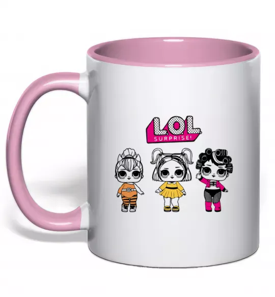 Чашка з кольоровою ручкою Lol в бігудях Ніжно рожевий фото