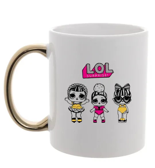 Чашка с цветной ручкой Lol окуляри сердечки Золото фото