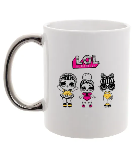 Чашка с цветной ручкой Lol окуляри сердечки Серебро фото