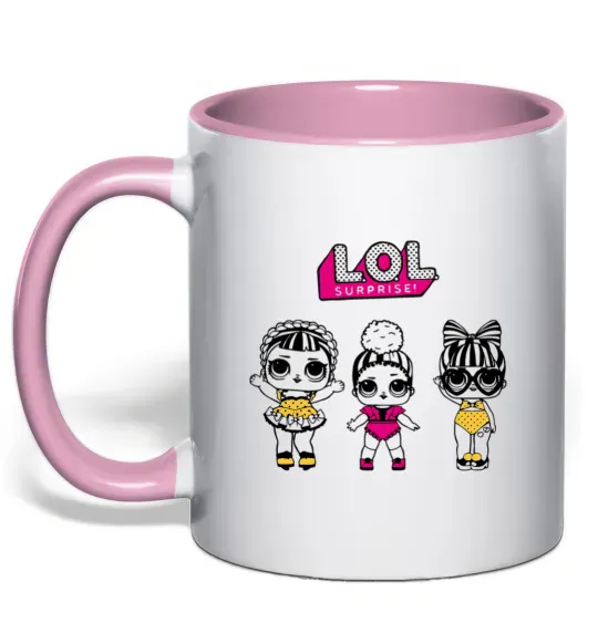 Чашка с цветной ручкой Lol окуляри сердечки Нежно розовый фото