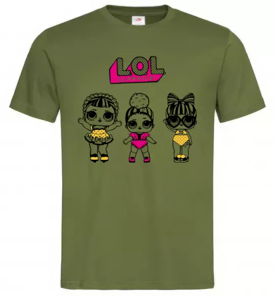 Мужская футболка Lol окуляри сердечки Оливковый фото